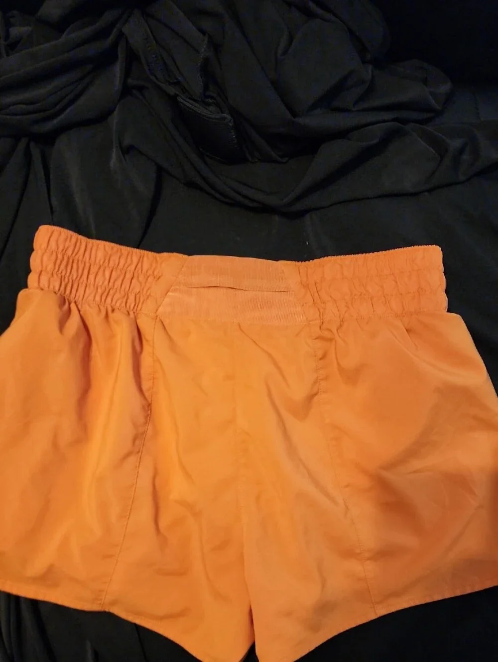 Nike Women's Orange/ Mustard Athletic Running Shorts with Swoosh
